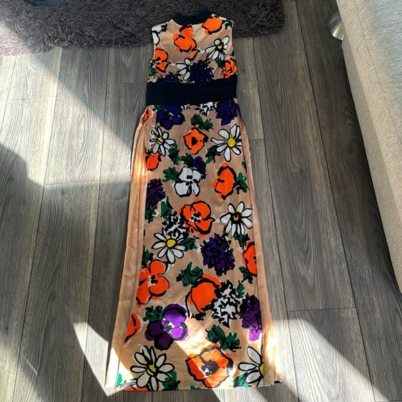 Vintage Floral Mock Neck Dress | 70s Flower Power Hippie Dress - Picture 7 of 15